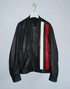 TAG HEUER Herren Lederjacke schwarz Phantomatik rot weiß Größe L - Bild 1 von 15