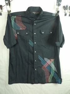 Sean John Shirt Mens 2XL Pearl Snap Ray Trace Pattern 100% Cotton Short Sleeve 1 - Picture 1 of 8