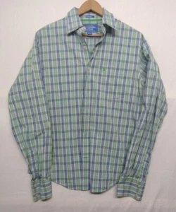 Abercrombie & Fitch Men's XL Muscle Fit Plaid Button Down Shirt Green Blue White - Picture 1 of 4
