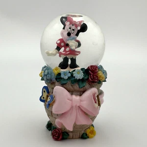Disney Parks Minnie Mouse Mini Snow Globe Flowers Butterflies Bow Figurine 3.25" - Picture 1 of 14