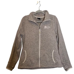 Charles River Apparel Jacket Womens Large Oatmeal Heathered Fleece Full Zip Logo - Picture 1 of 12