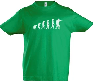 Soldier Evolution Boys T-Shirt Army Human Fun Marine Charles Darwin Shooter - Picture 1 of 1