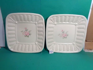 Plato de ensalada tejido cesta rosa de té Pfaltzgraff 7 1/4", 2 unidades (usado/usado en excelente estado) - Imagen 1 de 8