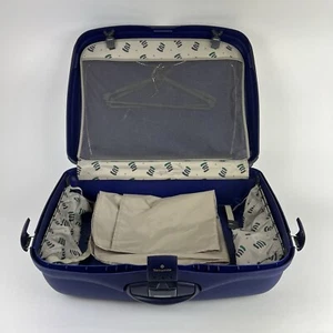 Samsonite Large Blue Hard Shell Wheeled Pull Along Suitcase Combi Lock & Hangers - Picture 1 of 7