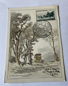 1952 France Illustrated Postal Card. Great Postmark. - Picture 1 of 5