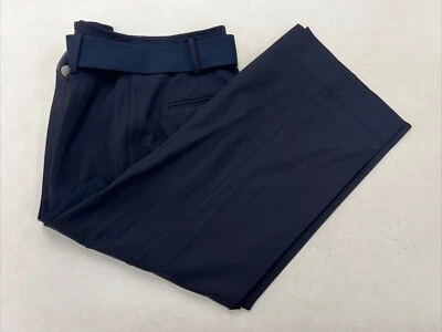 BELT INCLUDED Club Monaco Women's Navy Blue Solid Dress Pants SZ 0 $178 - Image 1 of 4