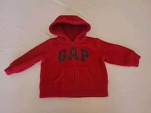 GAP Toddler Full Zip Hoodie Fleece 6-12 Months Baby Dark Red EUC - Picture 1 of 7