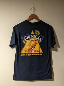 Vintage 1996 Camel Cigarettes 75th Birthday Celebration Blue Large T-Shirt - Picture 1 of 6