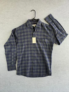 Peter Millar Crown Flannel Shirt Small Navy Blue Plaid NWT MSRP $160 - Picture 1 of 9