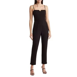 Julia Jordan black notch neck ankle jumpsuit size 4 - Picture 1 of 13