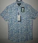 Mens Size S HERITAGE 4 Way Stretch Short Sleeve Button Down Shirt White/Blue 