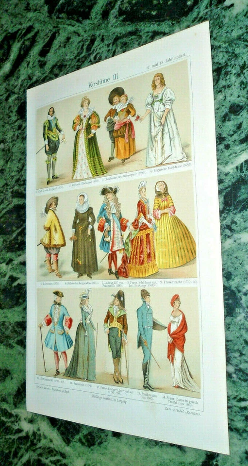 Chromolithographie 1895, Kostüme III, Litho - Bild 1 von 1