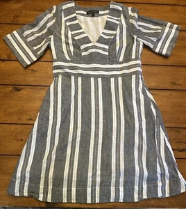Banana Republic Damen Freizeit blau/grau weiß gestreift 1/2 Arm Kleid Größe 2 - Bild 1 von 17