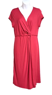 Motherhood Maternity Pink Cap Sleeve Stretch Lightweight Wrap Look Dress Size L - Image 1 of 4