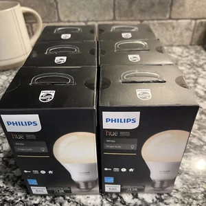 Set Of 6 - New Philips Hue White A19 Single LED 9.5W 840 Lumens E26 Bulbs - Picture 1 of 11