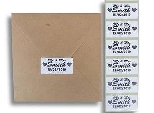 100 pegatinas de boda personalizadas de 25 mm x 50 mm blancas, etiquetas #005 - Imagen 1 de 2