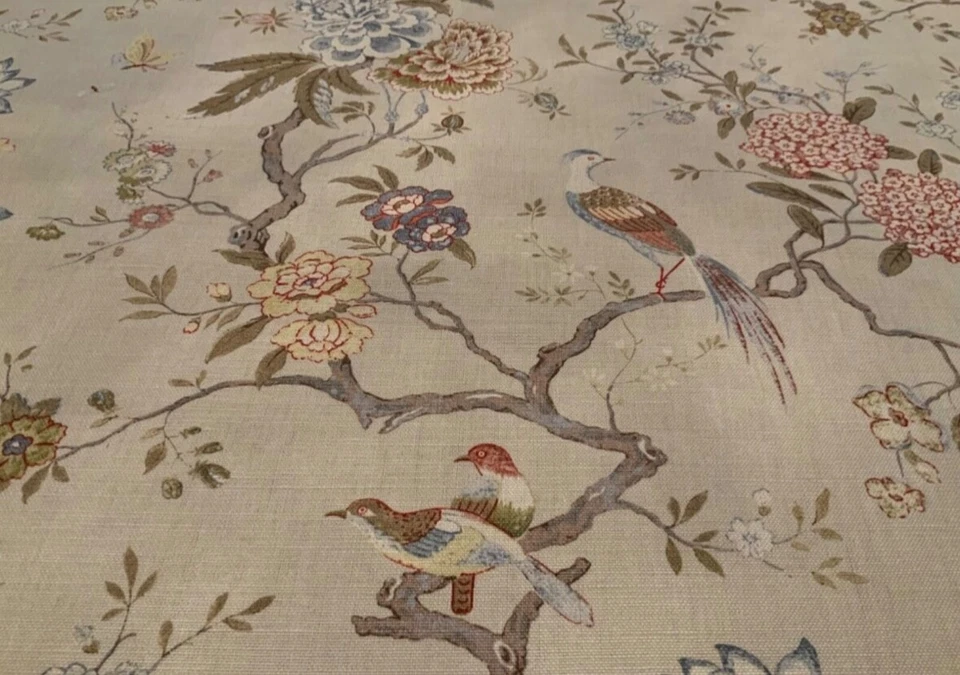 GP&J Baker 英国东方鸟 R1398 橄榄石颜色 1 全码亚麻织物 全新 — 第 1/4 张图片