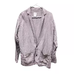 Flax Lagenlook Striped Two Button Linen Blazer Jacket with Pockets Size M - Picture 1 of 6