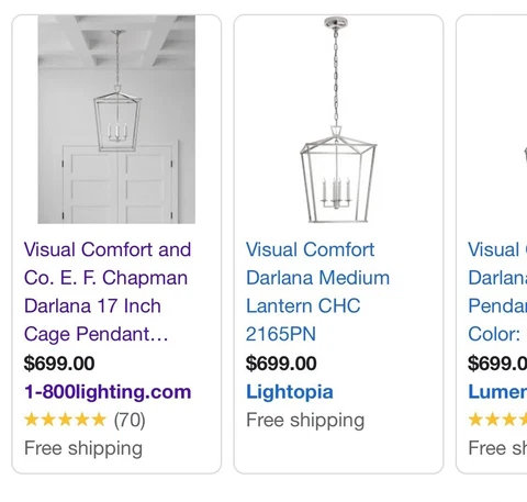 Visual comfort and Co.  Cage Pendant Lantern entry light 17 inch.   CHC2165PN Cover