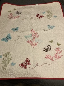 NOJO CRAFT INFANT PRODUCT BEAUTIFUL REVERSIBLE BABY GIRLS FLORAL BUTTERFLY QUILT - Picture 1 of 6