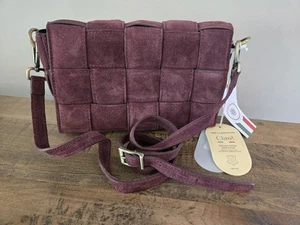 Bandolera VIOLA CASTELLANI Bordo Gamuza Acolchada Tejida Hecha en Italia Nueva con Etiquetas Borgoña - Imagen 1 de 11