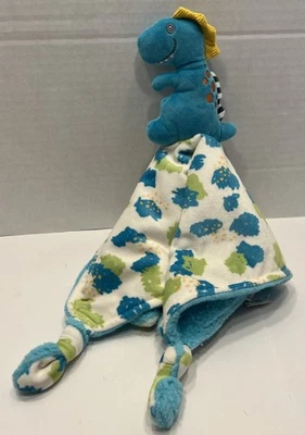 Manta de seguridad Mary Meyer de felpa azul dinosaurio Lovey bebé con extremos anudados Foto 1 de 4