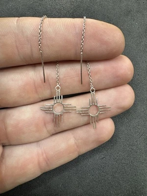 1.4g Vintage Sterling Silver 925 Zia Threader Drop Earrings Jewelry lot B - Image 1 of 4