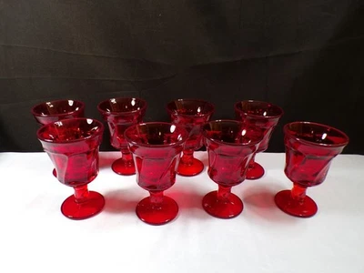 Juego de 8 copas de vino de copa roja rubí Fostoria JAMESTOWN Foto 1 de 4