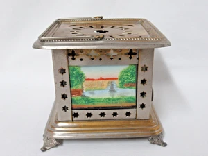 GERMAN HP LITHOPHANE TEA WARMER W/ OIL POT & BURNER - Picture 1 of 17