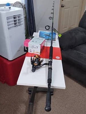 New Spinning Fishing Rod Zebco Bite Alert 7' MH 17-50lb And Reel HB6004 25lb - Image 1 of 4