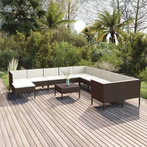 Garden Lounge Set Patio Sectional Sofa Couch Outdoor Poly Rattan Brown vidaXL - Picture 1 of 204