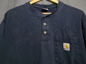 Vintage Carhartt Shirt Mens L K128 Loose Fit Heavyweight Henley Pocket T-Shirt - Picture 1 of 4