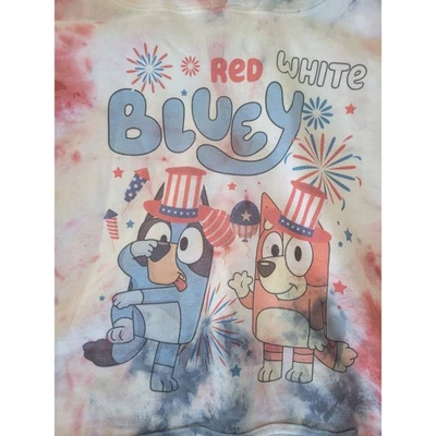 Gildan Bluey Hoodie Red White Tie Dye Patriotic Fireworks XL #18 - Image 1 of 4
