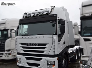 To Fit Iveco Stralis Active Space Time BLACK Steel Roof Bar + Jumbo Spots + LEDs - Picture 1 of 10