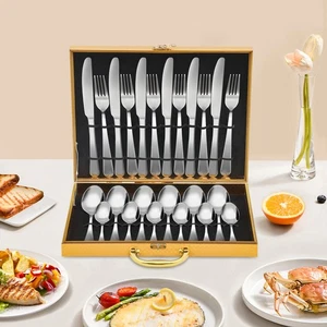 24x Besteckset 6 Personen Abendessen Messer Gabel Essl?ffel Teel?ffel Edelstahl - Bild 1 von 8