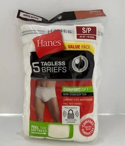 NIP Hanes Mens Tagless Briefs 2014 5 pack White Size Small (28-30") 100% Cotton - Picture 1 of 2