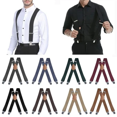 3.5cm Wide Braces Suspenders Heavy Duty Elastic Trouser Braces  Work Outdoor - image 1 of 4