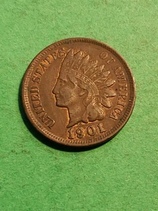 Muy bonito centavo cabeza india 1901 con algo rojo Xf-AU - Imagen 1 de 2