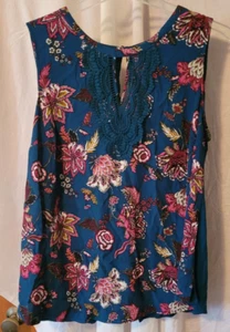 Women's Daniel Rainn Plus Size 2X Sleeveless Pullover Flowers Lightweight Nice - Picture 1 of 5