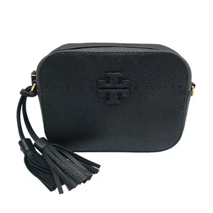 Tory Burch Black Pebbled Leather Mcgraw Camera Crossbody - Picture 1 of 11