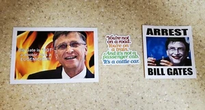 Anti Tyranny Anti Bill Gates Great Reset Luciferian Agenda Stickers Lot of 3 - Picture 1 of 5