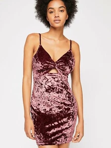 Free People Come Together Bodycon Velvet Slip Dress Raspberry Red Medium RRP $88 - Picture 1 of 3
