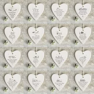 East of India Various Porcelain Hanging Wobbly Round Heart with Sentiment Gift - Picture 1 of 74