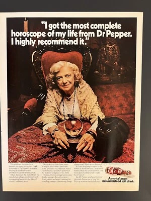 Dr. Pepper Soda Pop 1970 Life Print Add Fortune Teller Black Cat - Image 1 of 3
