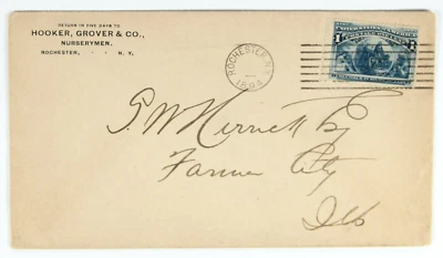 Ad cover, Hooker, Grover & Co. Nurserymen. Rochester, NY. 1894 MC ties 1c #230. - Image 1 of 2
