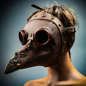 Steampunk Faux Leather Halloween Plague Doctor Death Party Mask Adult Costume