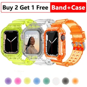 For Apple Watch Series 7 6 5 SE TPU Clear iWatch Band Strap +Case Sport 41/45mm - Picture 1 of 47