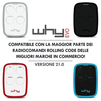 Why Evo Radiocomando universale multifrequenza ad ampio raggio, da 280 a 868 mhz
