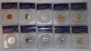 2018 S REVERSE PROOF SILVER ANACS RP70 10 COIN SET CENT THRU KENNEDY & QUARTERS - Picture 1 of 4