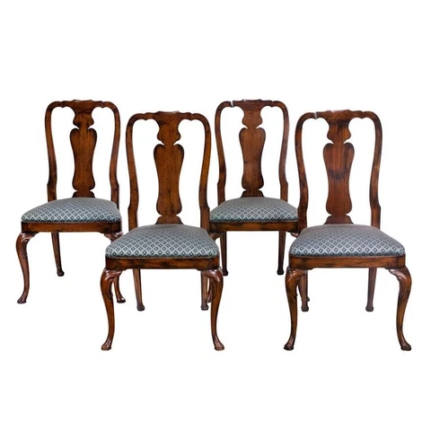 SET OF 4 LATE 20TH CENTURY QUEEN ANNE STYLE MAHOGANY SIDE CHAIRS (AF2-253) Cover